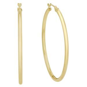 10K Yellow Gold 1 1/2 inch Classic Round Hoop Earrings